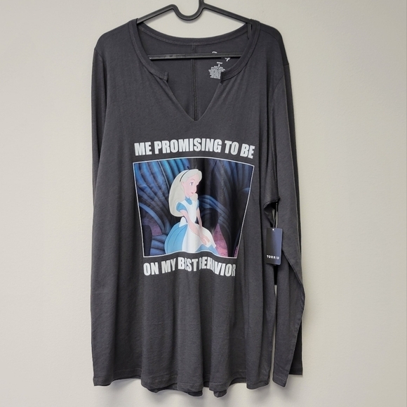 Torrid Alice In Wonderland Best Behavior Tunic Gray 2X - Picture 3 of 8